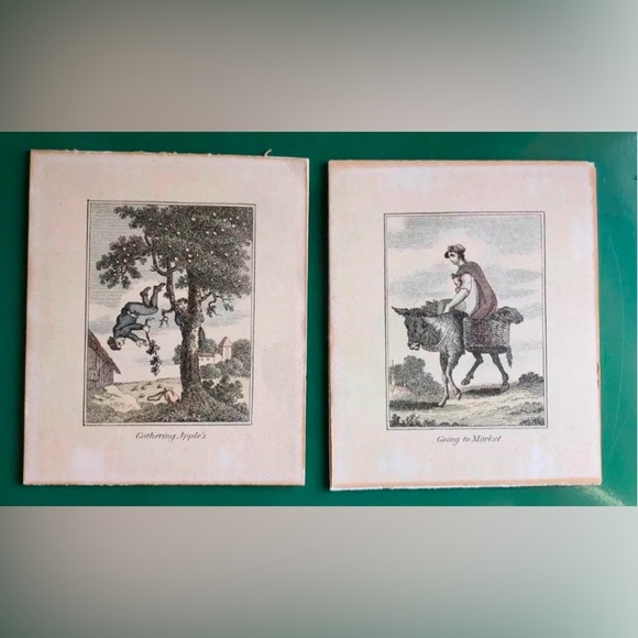 Antique Etchings Pair of Provincial Farm and Family Life 6” X 4.75” Humorous NIP - Picture 9 of 9